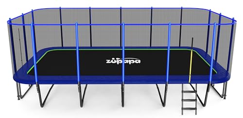 Zupapa 2500LBS Weight Capacity Rectangle Trampoline 13x23FT Outdoor Square Gymnastics Trampolines with 10-Year Quality Assurance for Kids Adults Large Commercial Grade Rectangular Pro Trampoline