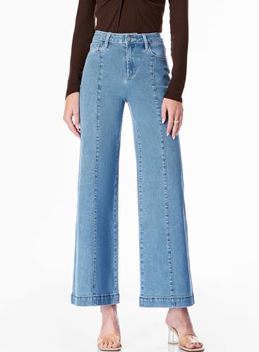 Sidefeel Women's Wide Leg Jeans High Waisted Stretchy Barrel Denim Pants4