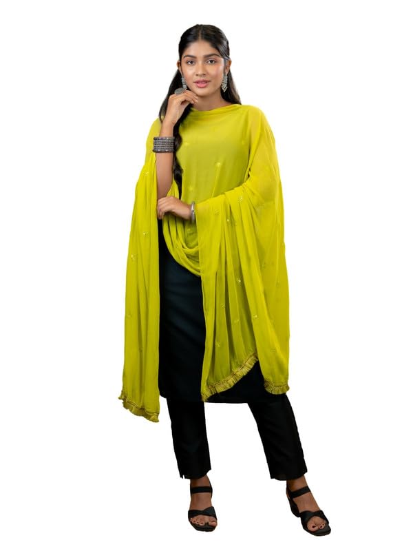 hella fashions Premium Chiffon Dupatta with All Over Embroidery & Kiran Lace Border | 2.25 Meter Lightweight Traditional Stole for Women | Elegant Festive, Ethnic & Special Occasion Wear-picture-37