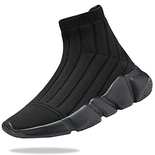 Santiro Sneakers For Boys Slip On Shoes Breathable High Top Girls Running Shoes Lightweight Kids Sock Shoes Black (Little Kid/Big Kid/Toddlers) 4.5 M Us #TOP15