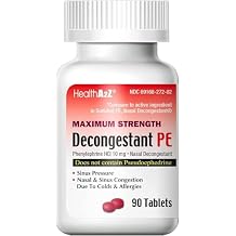 HealthA2Z Decongestant PE | Phenylephrine HCl 10 mg | Maximum Strength | Nasal & Sinus Congestion Relief Due to Cold & Allergies 90 Count Pack of 1