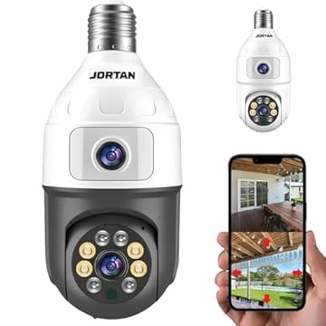 Câmera de Segurança Lâmpada Wi-Fi, Detector de Movimento e Rotação de 360°, Lente Dupla 1080P FHD Colorida e Visão Noturna 128G, Audio Bidirecional, Prova D'água IP44, iOS/Android, PTZ 355°, Espiã,ATM