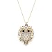 Antiqued Gold Tone Owl Crystal Glass Magnifier Pendant Necklace Magnifying