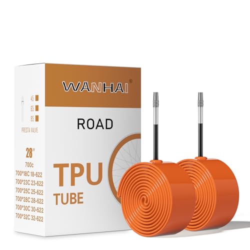 2PACK WANHAI TPU Inner Tube 700C18-32 Bike TPU Tubes Inner Tubes TPU Bicycle Inner Tube with 45mm/65mm/85mm Presta Valves for Road (Presta 2.56 Inches)