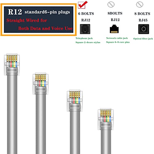 image for LanSenSu RJ12 Cable Phone Cord RJ12 6P6C Male to Male Straight Wired f