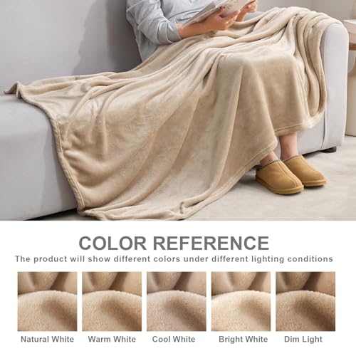 Hansleep Fleece Light Camel Throw XL Blanket, Super Soft Flannel Fuzzy Plush Cozy Blanket for All Seasons, Light Camel, Throw XL 50x70 Inches by Hansleep - Image 2