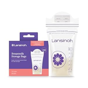 Lansinoh Breastmilk Storage Bags, 100 Count, Baby Essentials, Fast Freeze & Thaw Breast Milk Bags for Baby Bottle Feeding, Superior Strength & Stretch, 6 Ounce