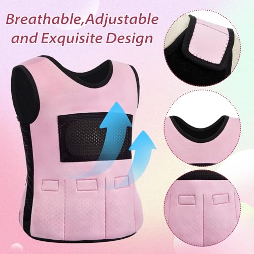 Image of Janmercy Weighted Vest for Kids Ages 2 to 9 Adjustable Neoprene Compression Vest Removable Weights Breathable Comfort Toddler(Solid Color,Small,Pink)