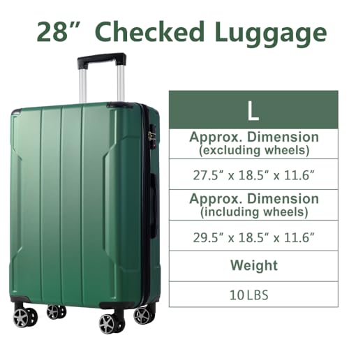 Hardshell Luggage, Lightweight Durable ABS Suitcases with Double Wheels, Expandable 28-inch Checked Luggage 28"2