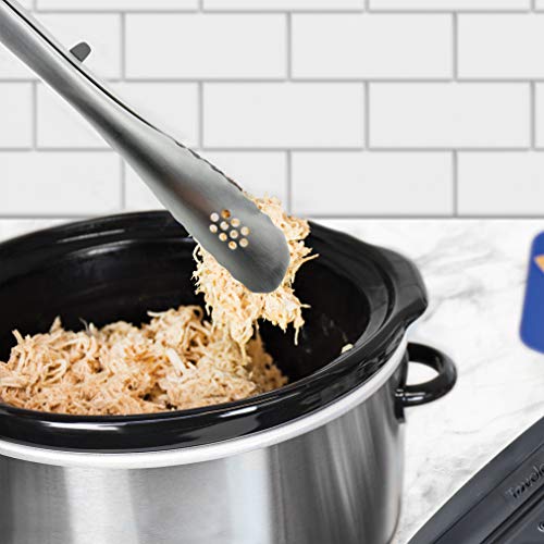 Tovolo Mini 7" Cooking Easy-Lock Kitchen Built-In Resting Foot, Tongs For Grilling & Cooking, Heat-Resistant Stainless Steel, Dishwasher Safe, Charcoal #TOP4