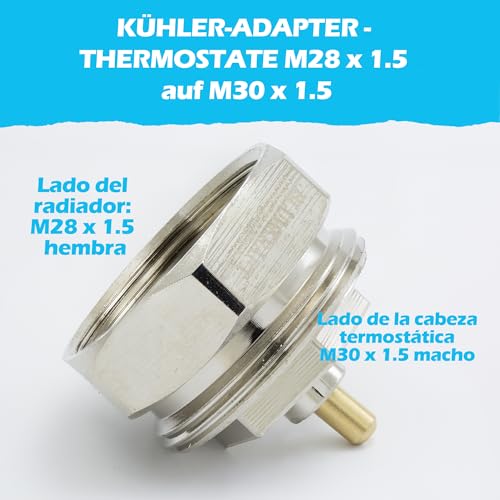 Miniatura 8 de Adaptador De Radiador M28 X1,5 Hembra A Termostato Cabezal Termostático M30x1,5 Macho M28-M30 M28f-M30m Blumkraft