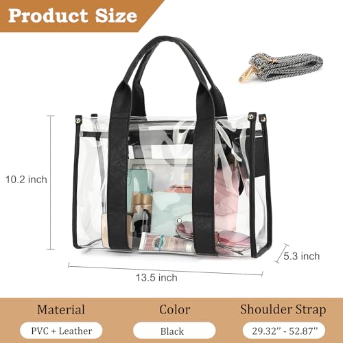 Image of LOXOMU Clear Tote Bag Stadium Approved Crossbody Clear Bag for Stadium Events Plastic Purse Handbag for Women