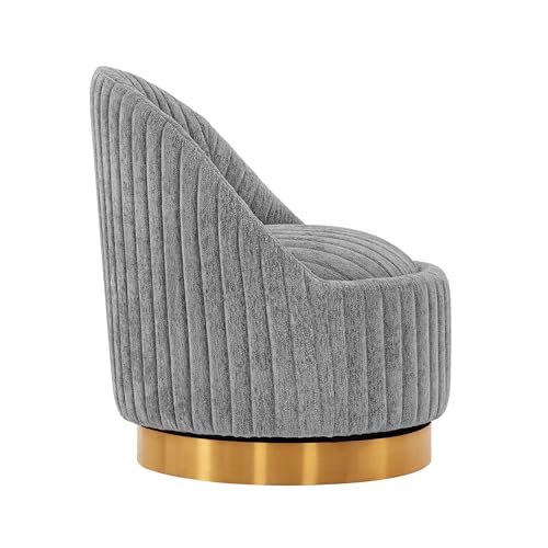 Sillón giratorio moderno tela boucle gris miniatura 6
