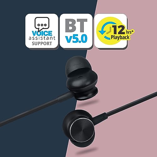 Image of ZEBRONICS Zeb-Slinger in Ear Wireless Neckband Earphone Supporting Bluetooth 5.0, Up to 12 Hours Playback, Voice Assistant, for All iPhones /Smartphones /Tablets (Black)