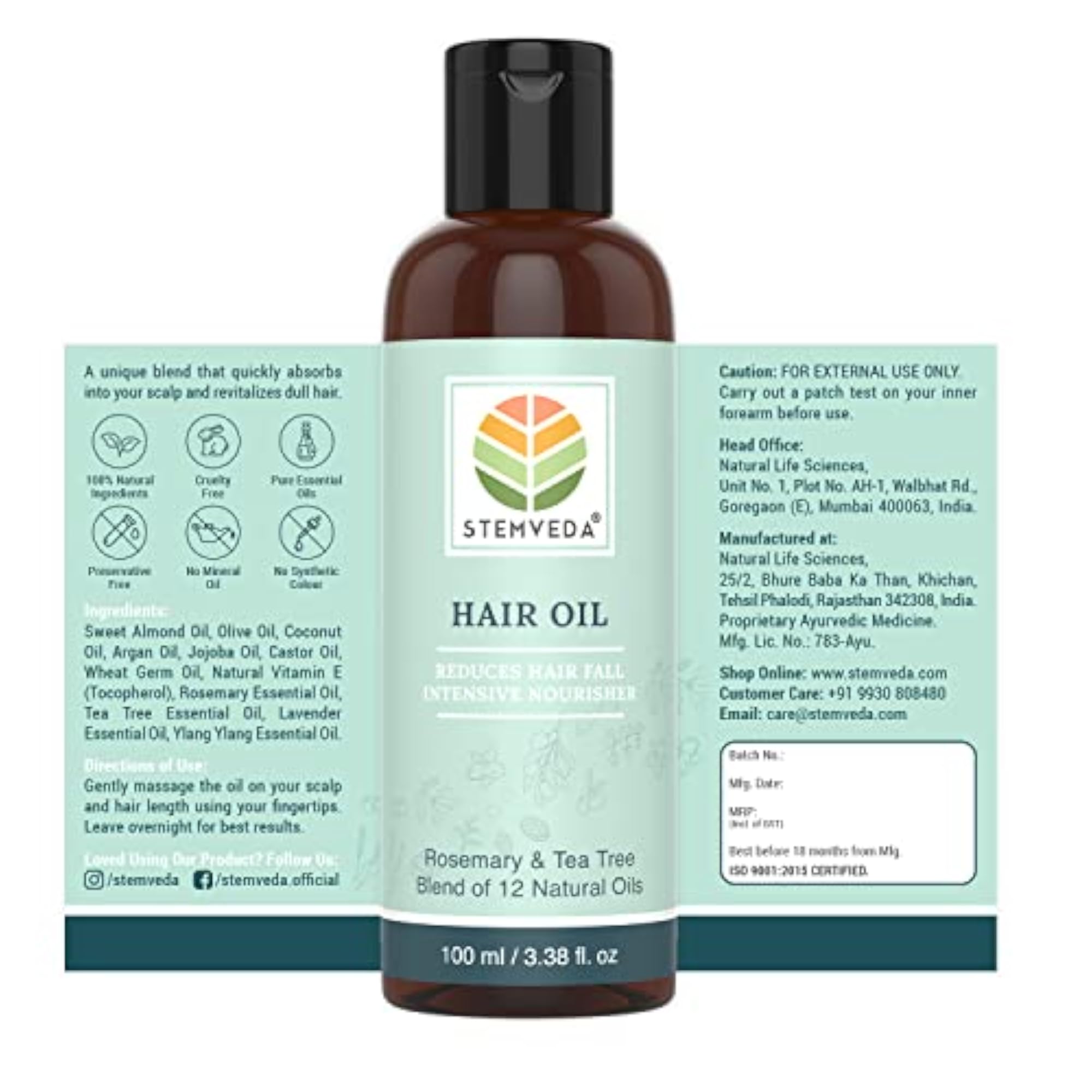 Hair Oil for Hair Fall Control & Nourishment, 12 Oils Blend