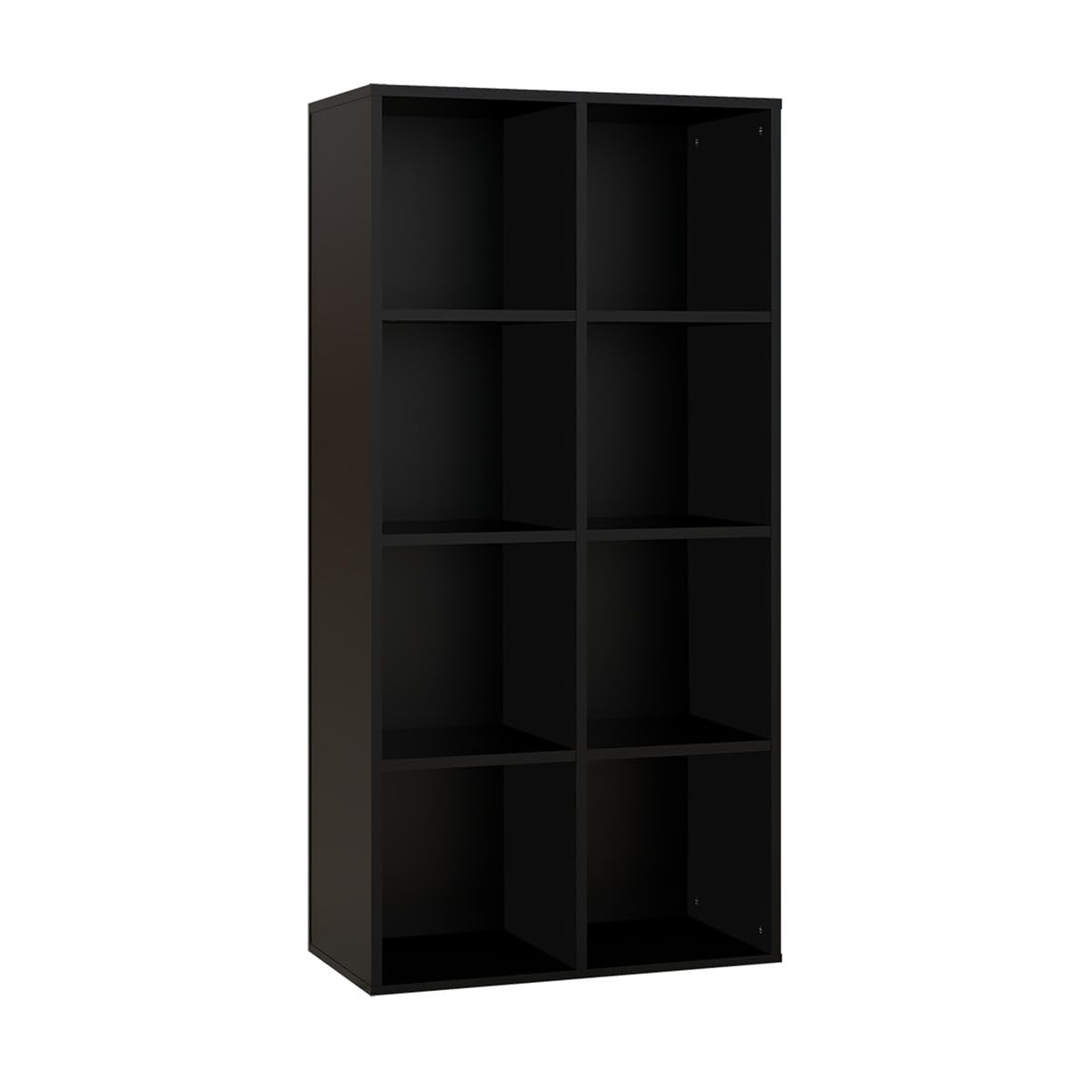 Panana Bookcase with 6/7/8 Compartments, Wooden Cube Storage Book Shelving Display Unit for Living Room Bedroom Furniture (Black, 8 Compartments)