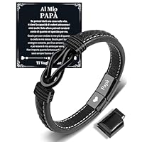 YOGRASS Regalo per Papà Festa del Papà Bracciale per Papa Festa del Papa Idee Ti Voglio Bene Bracciale in pelle da Uomo Regalo di Natale e di Compleanno per Lui Papa