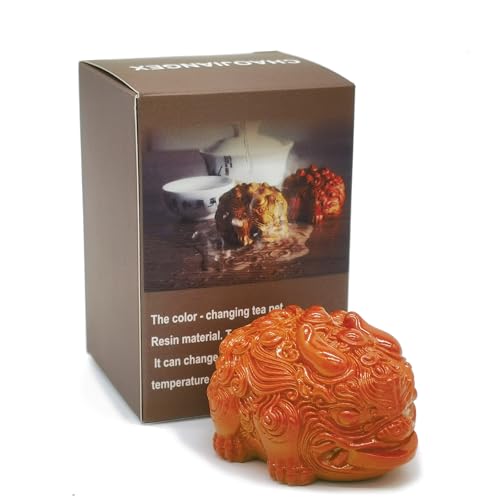 Tea Pet,Cute Chinese Tea Pet,Kung Fu Tea Ornament Accessories,Color Changing Tea Pet,Decorative Good Luck Charm Feng Shui Tea Pet,Great Gift for Tea Lover Friend (Red)