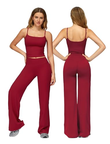 ABOCIW Workout Sets for Women 2 Piece Spaghetti Straps Crop
