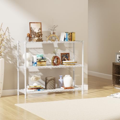 Image of Storage Shelves Heavy Duty, 48 inch W x 20 inch D x 47 inch H Garage Wire Shelving Unit Loads 1200LBS, 3-Tier Adjustable Metal Industrial Utility Shelf Rack for Kitchen, Laundry Room, Pantry, Warehouse, Basement