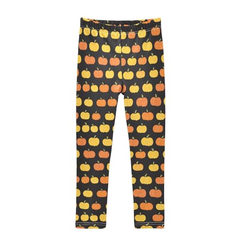 Yellow Orange Pumpkin Girls Casual Leggings for Kids Printed Long Pant Bottoms Stretch and Soft