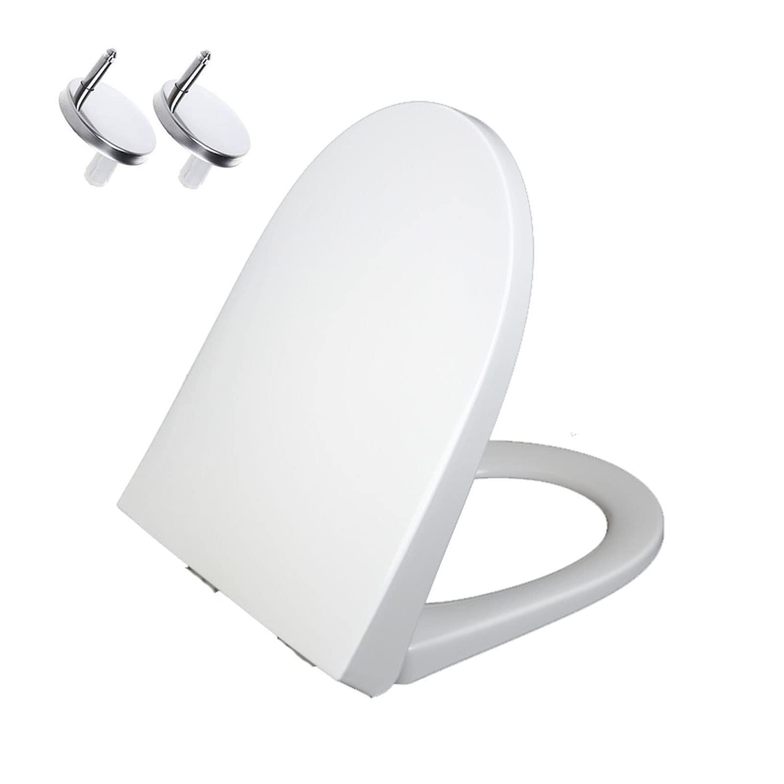 Mnuvxzaewf White Toilet Seats, D Shaped Seat Elongated, Bathroom Lid Slow Close With Quick Release