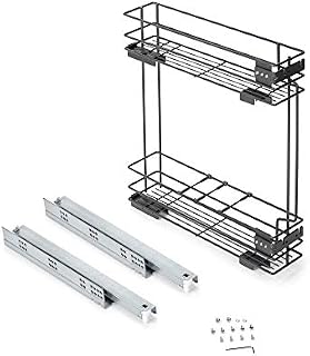 Emuca Sliding Pull Out Bottle Rack, Steel, Anthracite Grey, 150mm
