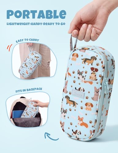 Image of SUNEE Cute Pencil Case, Large Pencil Pouch, Aesthetic Big Pencil Bag with Zipper, Kawaii Stationery Storage and Organizer, School Supplies for Teen and Adult, Boys & Girls, Heavy Duty Canvas Cute Dog