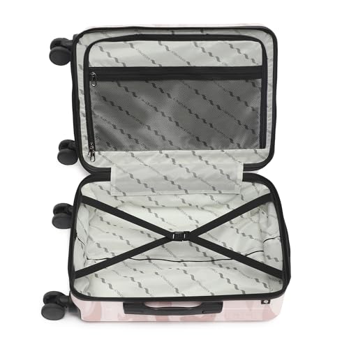 Image of Assembly Stark Hard Luggage 24 Inch (63 cm) Check-in Medium Luggage Trolley Bag, Unbreakable Polycarbonate Camo Print, TSA Lock, Silent 8 Spinner Wheels, Hard Shell Travel Suitcase Peach