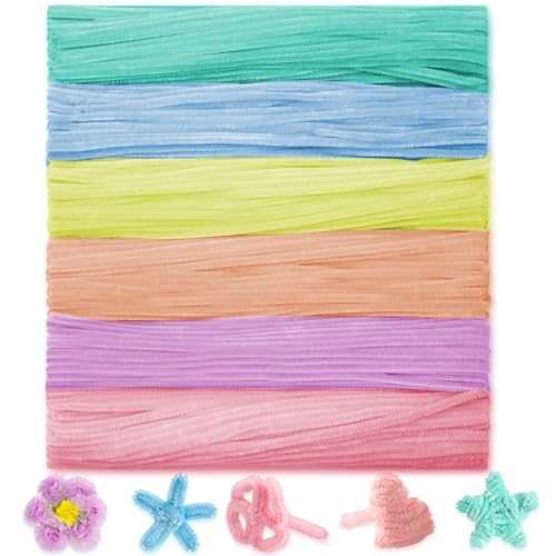 Image of Peryiter 500 Pcs Pipe Cleaners for DIY Flower Bouquets, Chenille Stems for Graduation Bouquet Crafts, Fuzzy Sticks for Handmade Flowers, DIY Gift, Art Projects(Macaron,12 Inch)