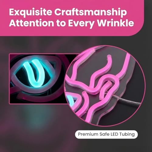 Image of Sphynx Cat Neon Sign - 14.1 inch x 12.6 inch Purple & Pink LED Wall Art, Cyberpunk Hairless Cat Light for Gamer Room, Anime Fan Decor, Manga Style Night Light
