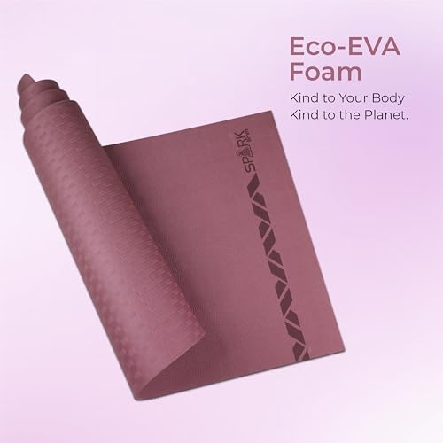 Image of Nivia Spark EVA Yoga Mat for Men & Women, 8 mm with Carry strap, Anti Skid, Exercise Mat for Home Workout, Foldable yoga mat, For Gym Exercise /Fitness (Wine)
