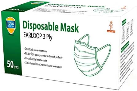 50Pcs Disposable 3-Layer Masks, Anti Dust Breathable Disposable Earloop Mouth Face Mask, Comfortable Face Masks Blue