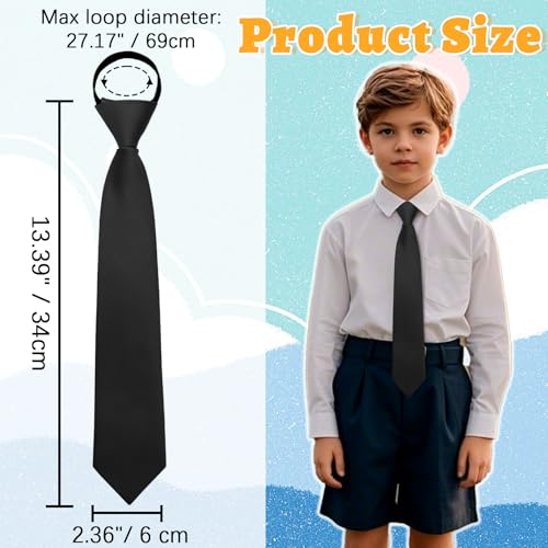 Boys Tie Pre-tied Adjustable Kids Tie, Solid Color Zipper Ties for Boys Accessory School Graduation Party Casual3