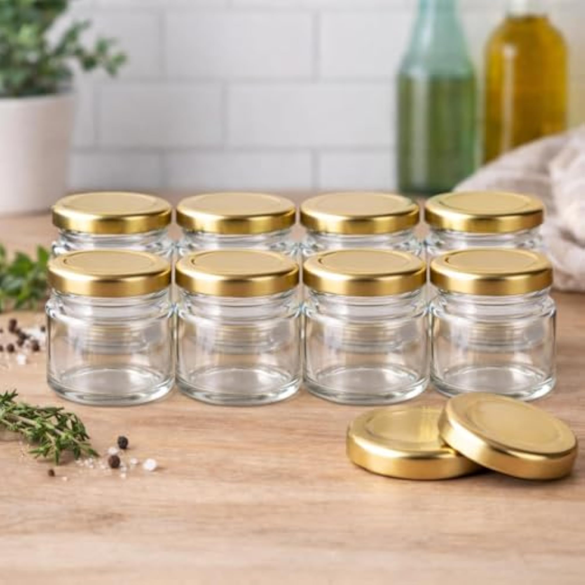 Glass Jar With Airtight Premium Black Cap, 31ml, Set of 12