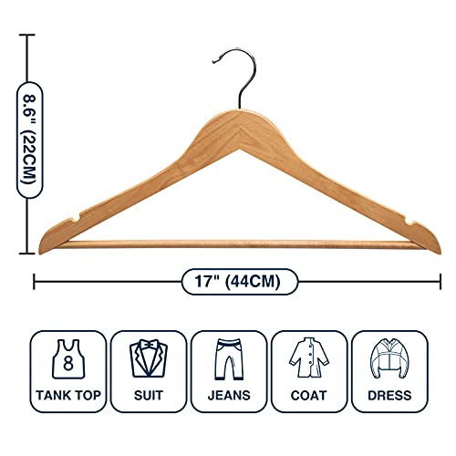 Ulimart Wood Hangers 20 Pack Smooth Finish Wooden Hangers,Durable Clothes Hangers For Coat,Jacket, Pant, Dress,Coat Hangers For Closet (Natural) #TOP6