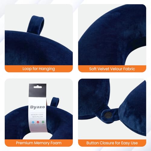 Image of Premium Travel Neck Pillow for Flight, Car & Bus | Lightweight Soft Velvet Neck Support Pillow for Sleeping, Head Rest, Cervical Comfort & Pain Relief for Men & Women (Blue)