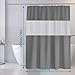 DUFU Shower Curtain Mould, 3D Clear ECO Shower Curtain Beige Waterproof & Washable,with 12 Rustproof Hooks, for Bath Tub and Shower Stall, 200 x 180 cm