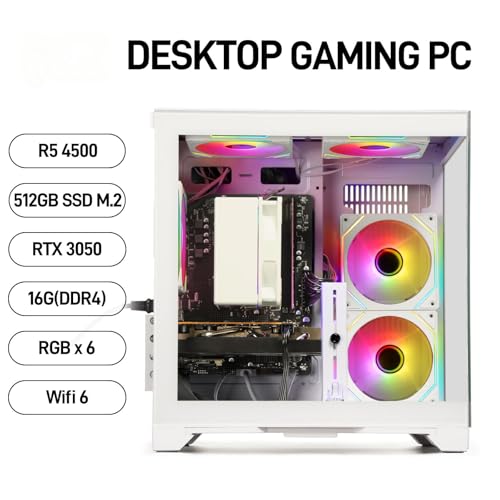 Image of LXZ Gaming PC Desktop Ryzen 5 4500 | GeForce RTX 3050 6GB | 16GB DDR4 RAM | 512GB NVMe SSD | WiFi 6 | Tower PC for Gaming, Productivity, Streaming, Home Office