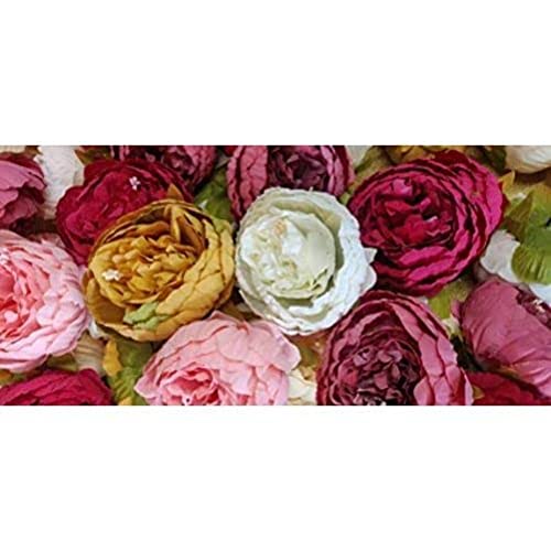 Image of SATYAM KRAFT 6 Pcs Artificial Fabric Rose Flower Heads | Handmade Peony Style Flowers for DIY Crafting, Gift Packing, Bouquet Making, Wedding, Home, Event Decoration (Dark Pink, 8 cm)