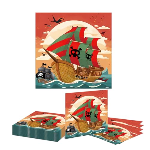 Kotkiddy 20 pièces Serviette sur Le thème des Pirates décoration de fête de Pirates Aventure de...