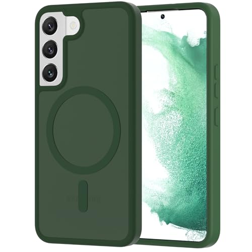 XNXA for Samsung Galaxy S22 Case Magnetic, Compatible with Magsafe 6.1 Inch Slim Fit Skin-Feel Heavy Duty Protection Wireless Charging Lightweight Shockproof Anti-Slip Protective Phone Cover (Green)