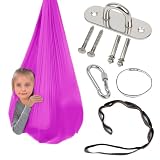 Revna Schaukeltuch kinder indoor therapieschaukel autismus adh therapi schaukeltuch akrobatik tuch therapi schaukel sensorisch schaukel (Rose red, 150×280CM/59×110in)