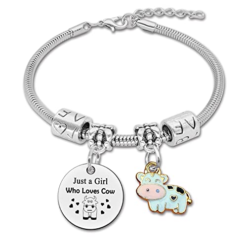 Cow Gift Farm Animal Bracelet for Women Girl Cow Lover Gift Cows Owner Gifts Jewelry Gifts for Animal Lovers Christmas Birthday Gifts Just for Friends A Girl Who Loves Cows Stainless Steel Bracelet