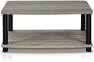 FURINNO Turn-N-Tube No Tools 2-Tier Elevated TV Stand, French Oak Grey/Black