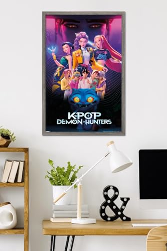 Image of Netflix KPop Demon Hunters (2025) - Group Wall Poster, 34L inch x 22.4W inch, Barnwood Framed Version