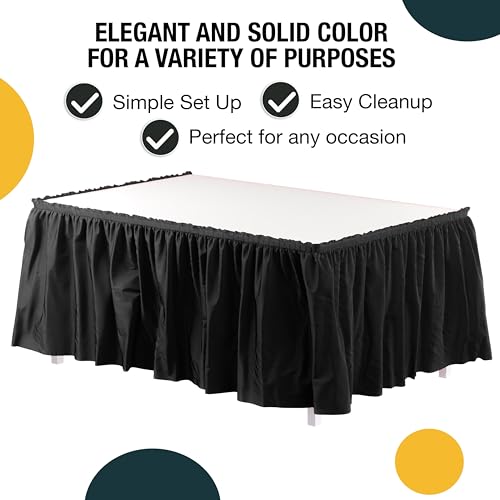 Exquisite UNKNOWN Black Table Skirt 6 Pack 29 Inch X 14' Disposable Plastic Table Skirts For Rectangle Tables 6Ft + Or Round Tables thumb #1