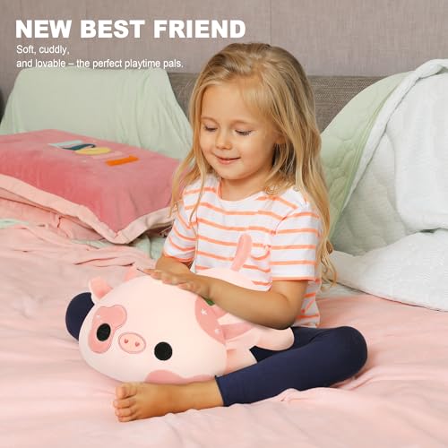 shownicer Plüschtier Kuh Kuscheltier Stofftier Kawaii Kuh Plüsch Kissen Spielzeug Milchkuh Plüsch Wurfkissen Geschenk für Kinder Mädchen 12… – Ansicht 6