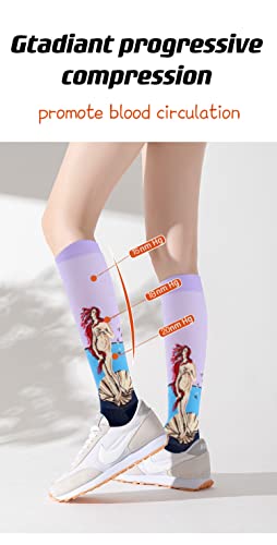 Wiycg Compression Socks For Women & Men 15-20 Mmhg Knee High Socks Famous Painting Circulation For Nurse Athletic Running (As1, Alpha, M, L, Regular, Regular, Combo 1) #TOP5