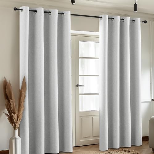 Image of COSVIYA 100% Blackout White Linen Curtains & Drapes 63 Inch Length | Light Blocking Full Room Darkening Grommet Insulated Thermal Window Panels for Bedroom /Living Room,52x63 inches,2 Panels